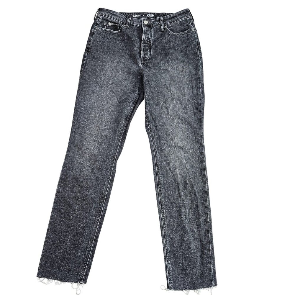 Old Navy High Rise Pop Icon Skinny Jeans Womens 8 Charcoal‎ Distressed Stretch